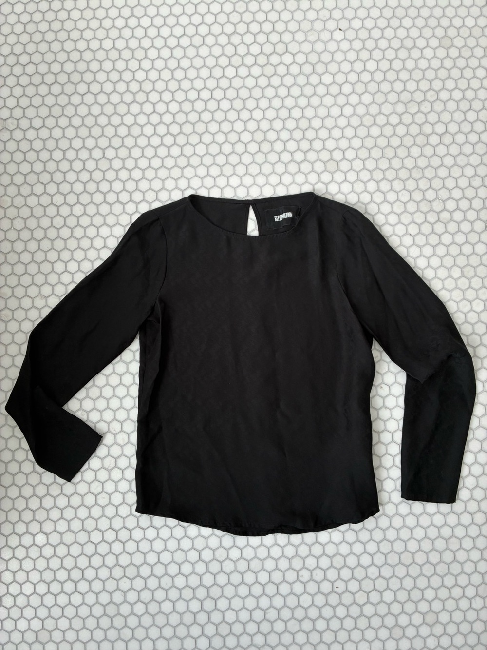 Reformation silk blouse black